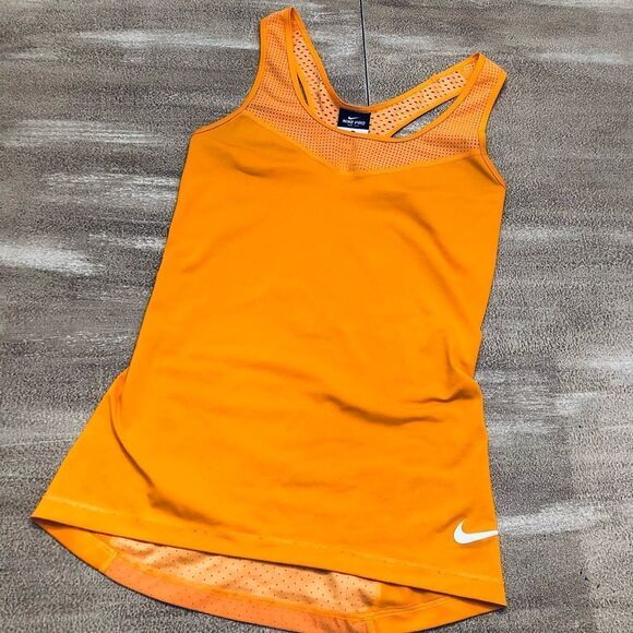 Nike Pro Dri-Fit Orange Mustard Yellow Tank Top XS - Picture 1 of 3